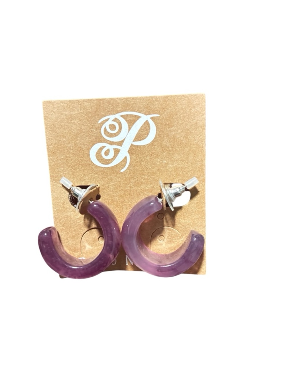 Purple Lucite Hoop Earrings